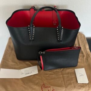 Christian Louboutin Cabata Tote – Black Leather with Silver Studs